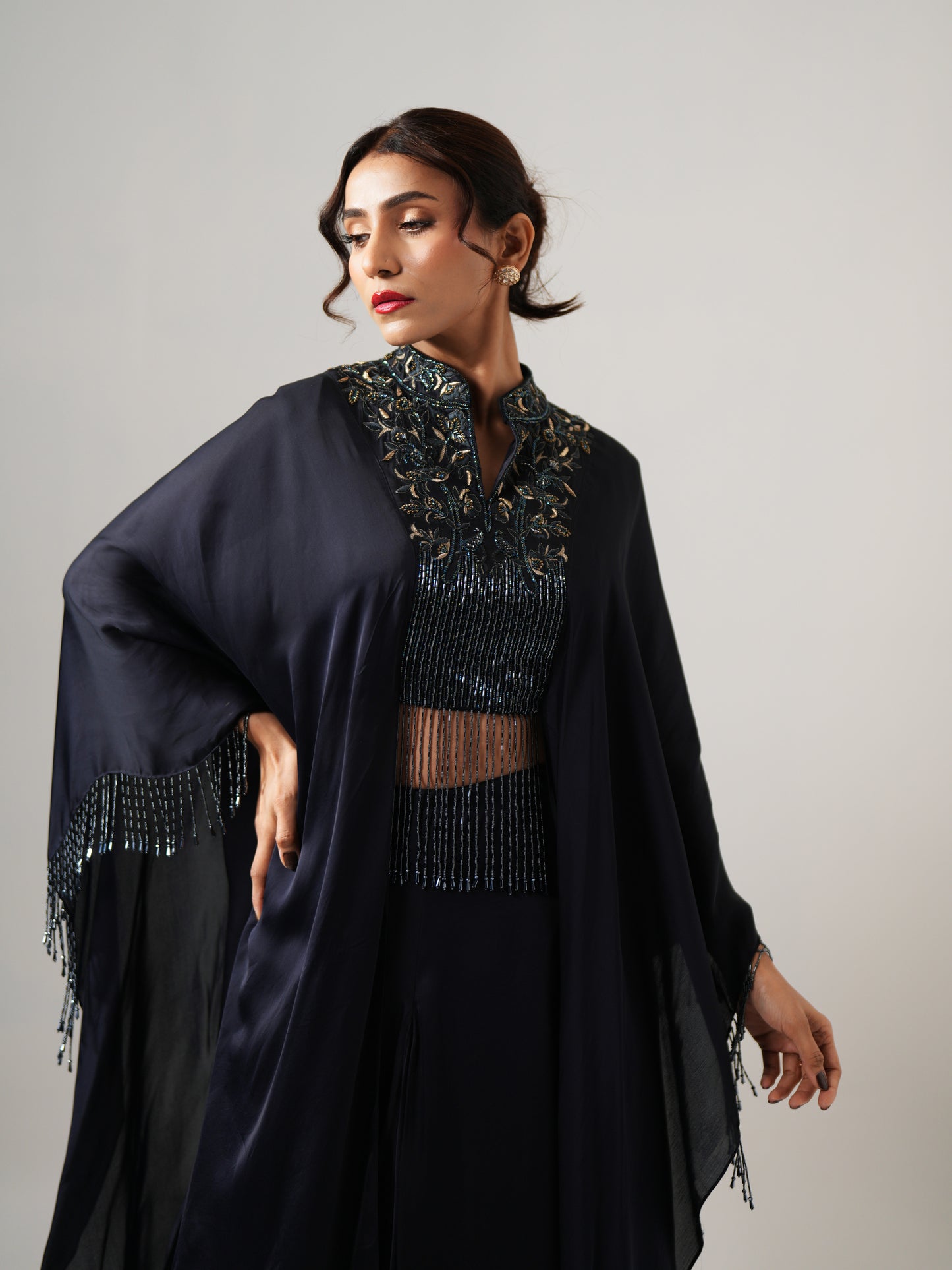 NAVY BLUE CAPE SET