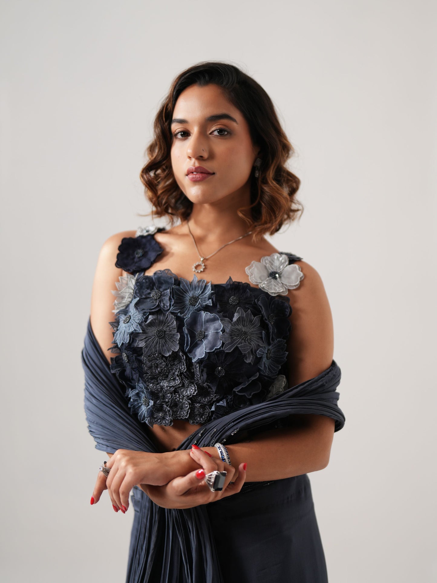 NAVY BLUE DRAPE SAREE