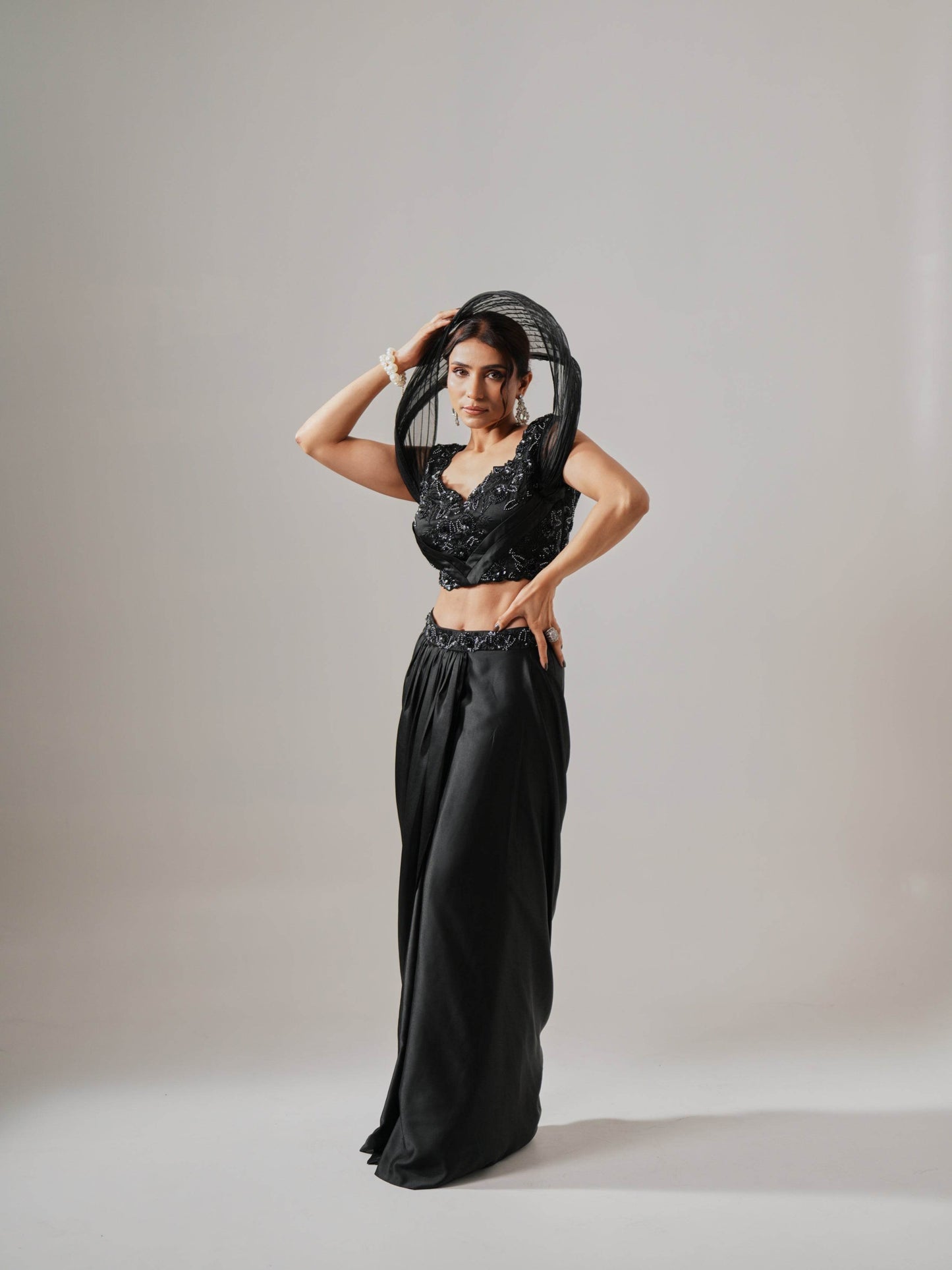 BLACK EMBROIDERED SKIRT - Label Divya Jain