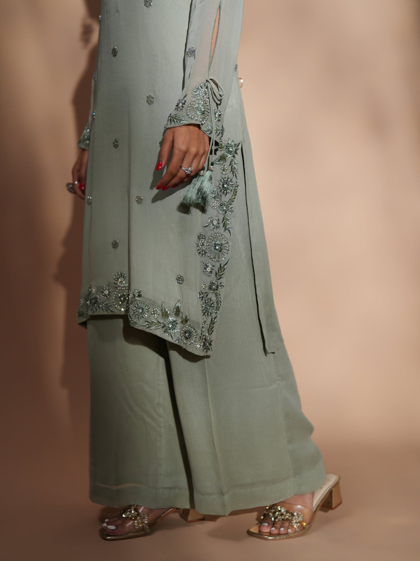 DUSTY MINT GREEN PALAZZO SUIT