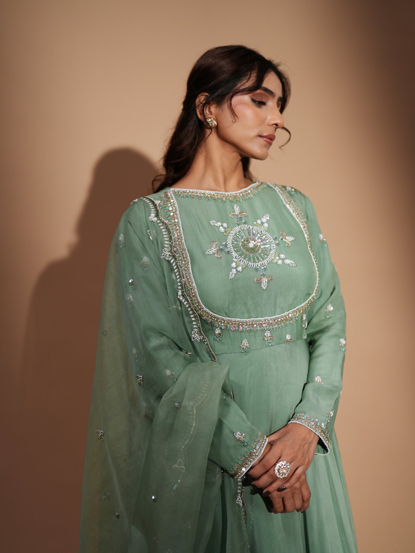 SAGE GREEN ANARKALI