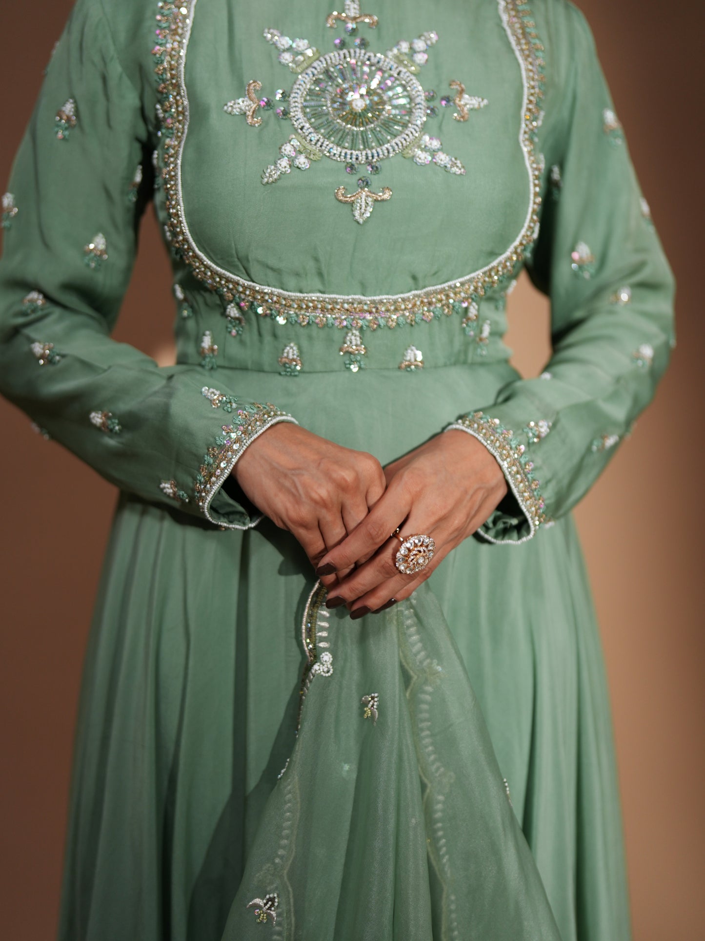 SAGE GREEN ANARKALI