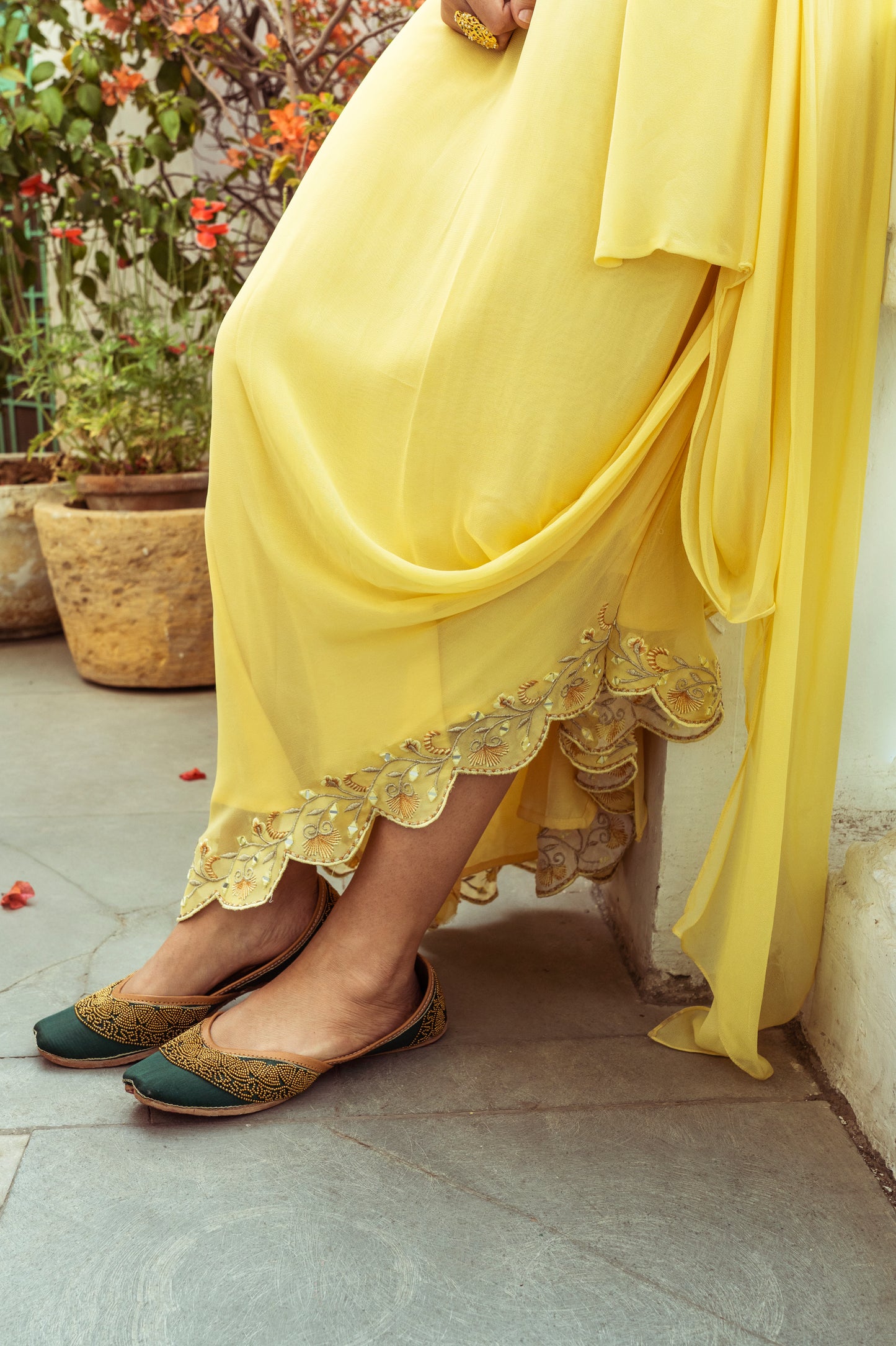 YELLOW ASYMMETRIC GOWN