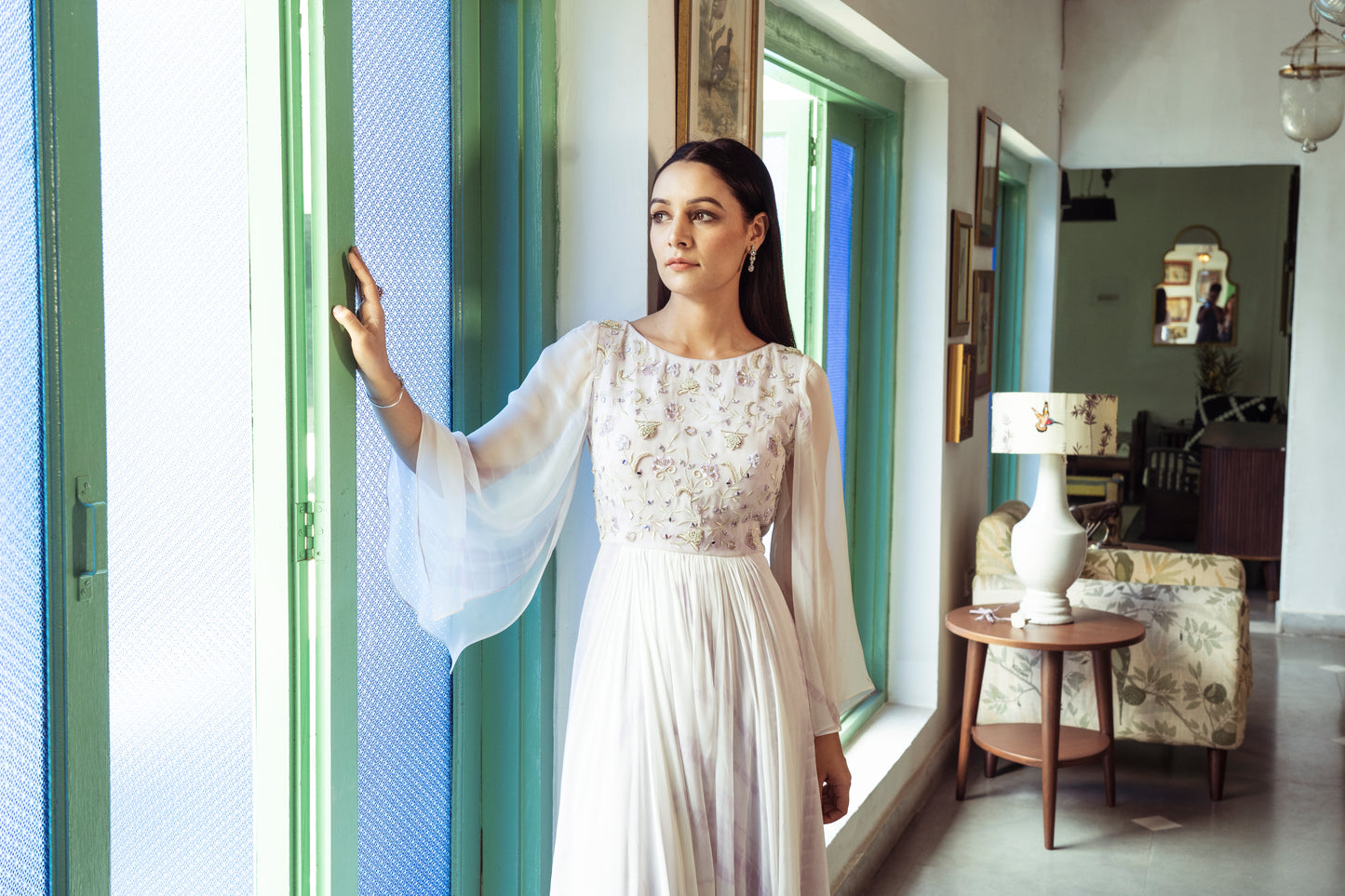 LAVENDER TIE-DYE COWL GOWN