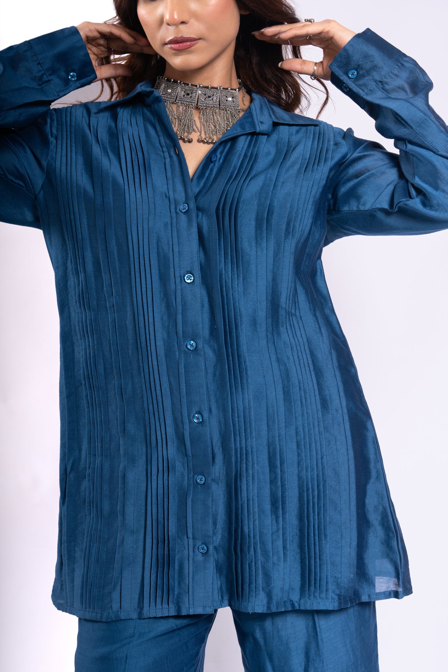 PIN-TUCK ROYAL BLUE CO-ORD SET