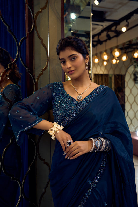BLUE DRAPED SAREE