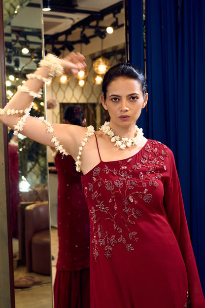 RED ONE SHOULDER KAFTAN