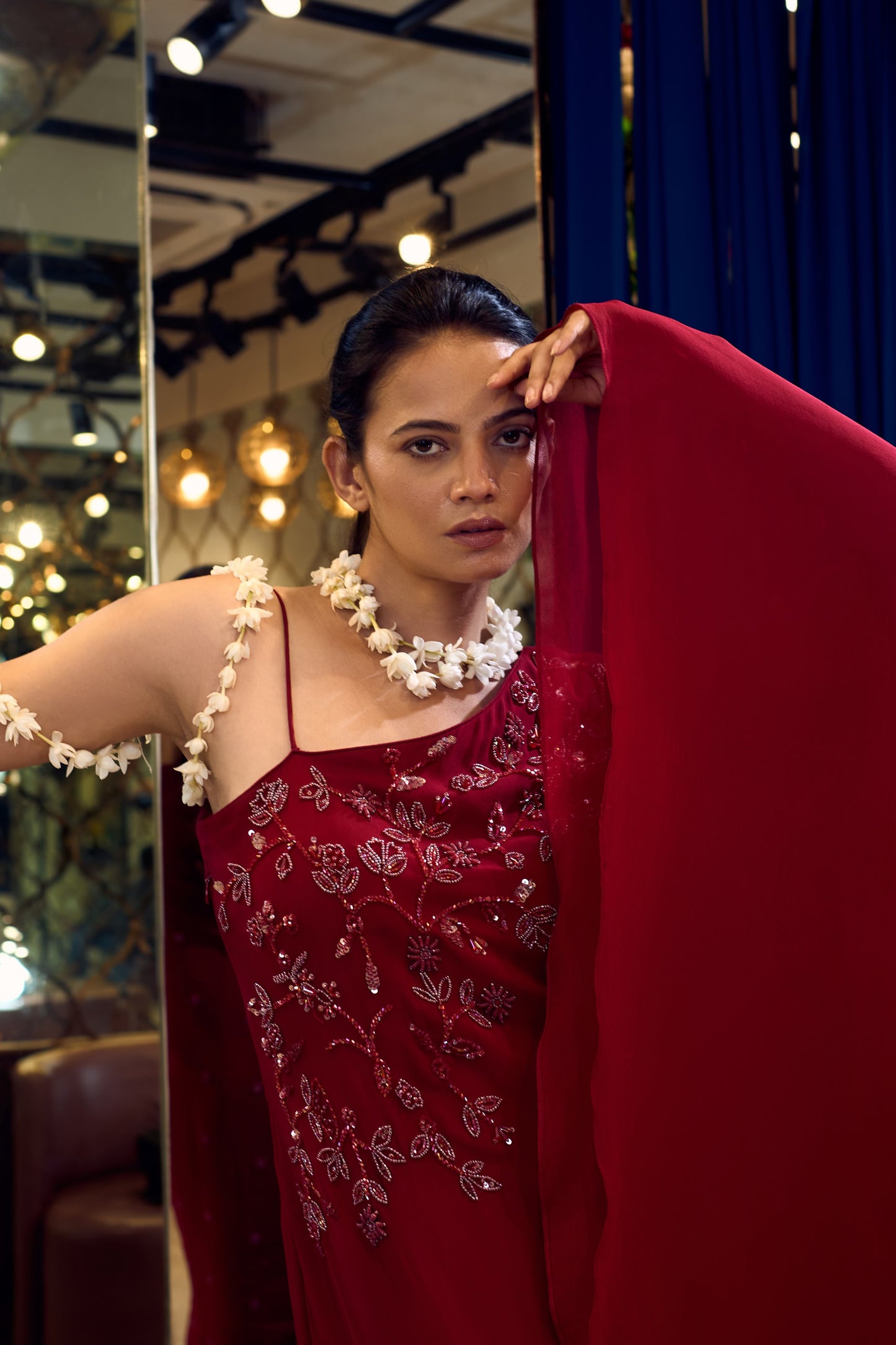RED ONE SHOULDER KAFTAN