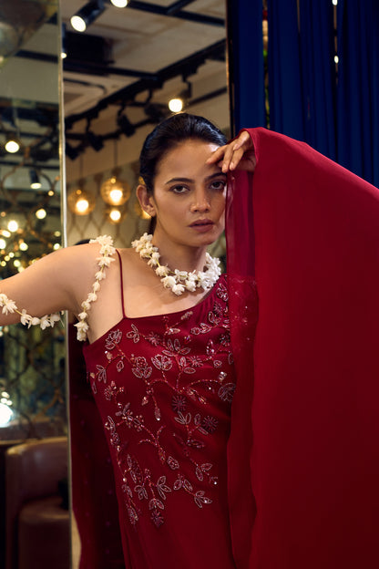 RED ONE SHOULDER KAFTAN