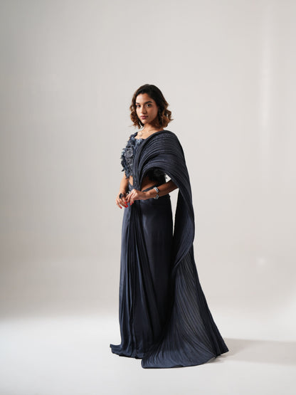 NAVY BLUE DRAPE SAREE