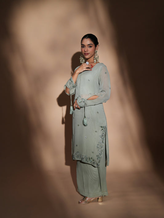 DUSTY MINT GREEN PALAZZO SUIT