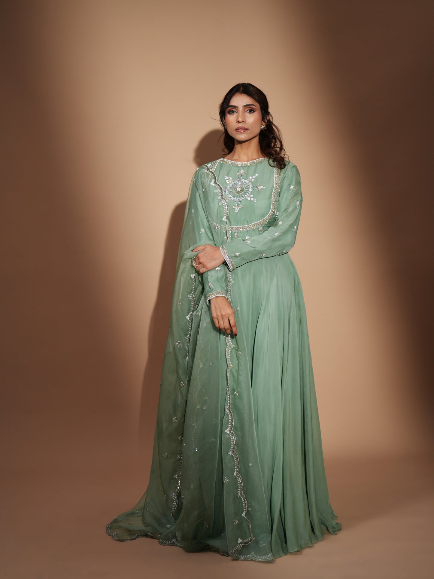 SAGE GREEN ANARKALI