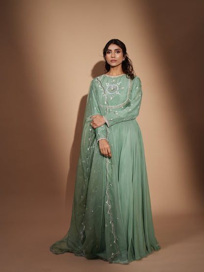 SAGE GREEN ANARKALI