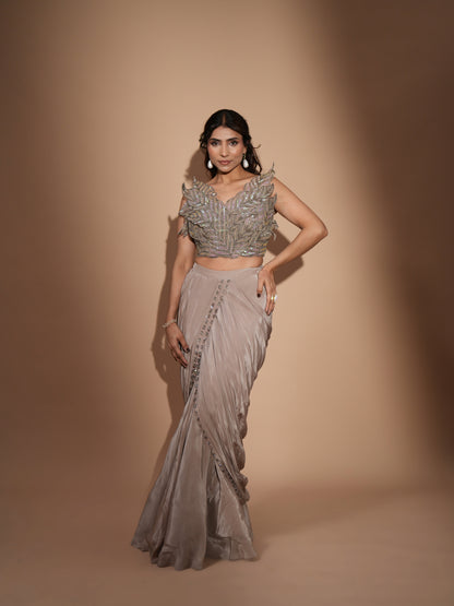 BLOUSE WITH PRE DRAPED GOWN