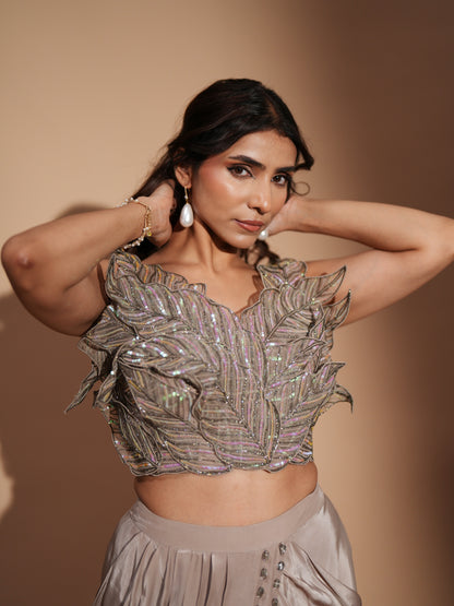 BLOUSE WITH PRE DRAPED GOWN