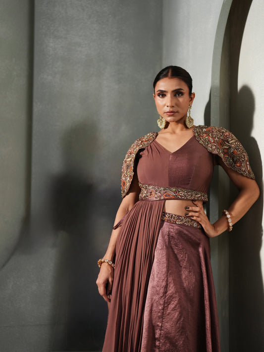 SHAHI GULMOHAR DRAPE GOWN