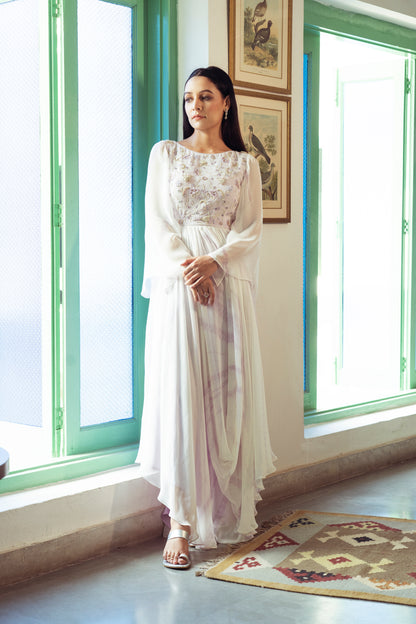 LAVENDER TIE-DYE COWL GOWN