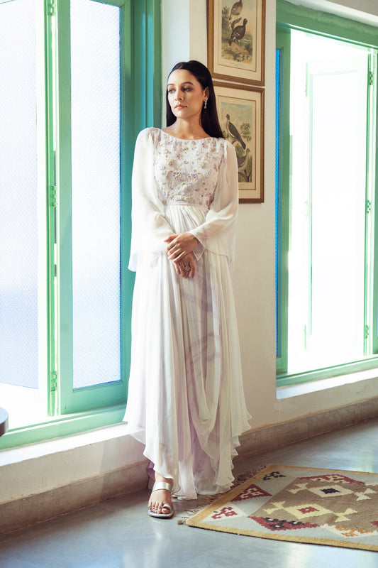 LAVENDER TIE-DYE COWL GOWN