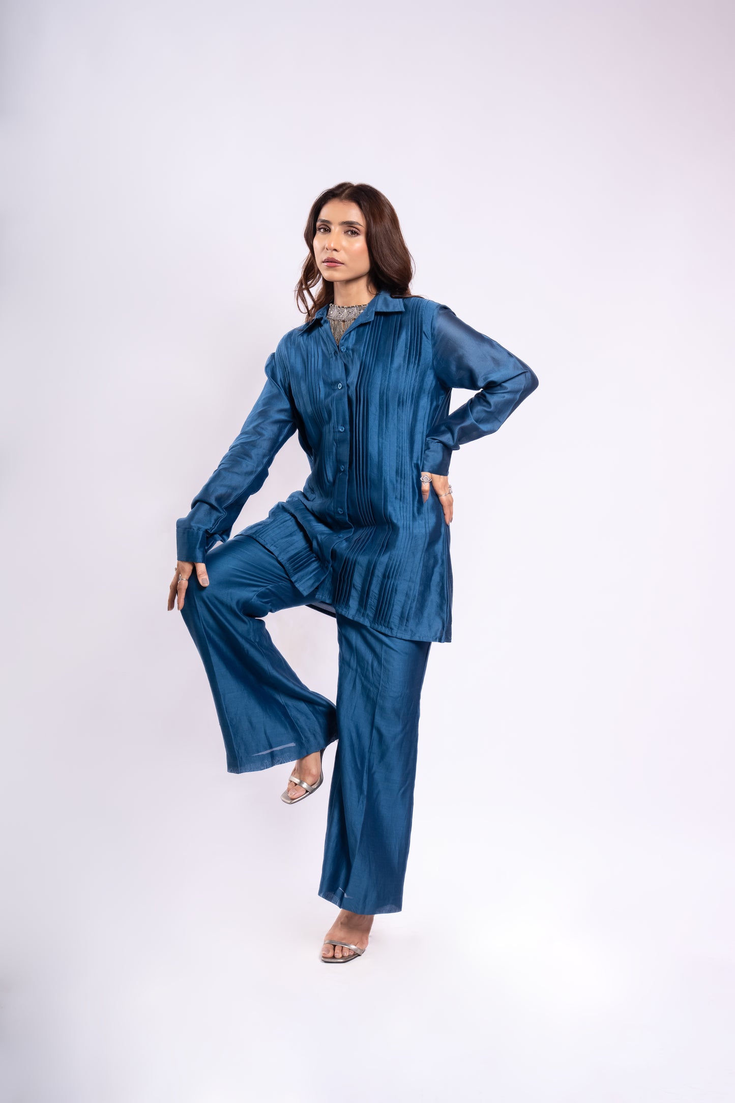 PIN-TUCK ROYAL BLUE CO-ORD SET