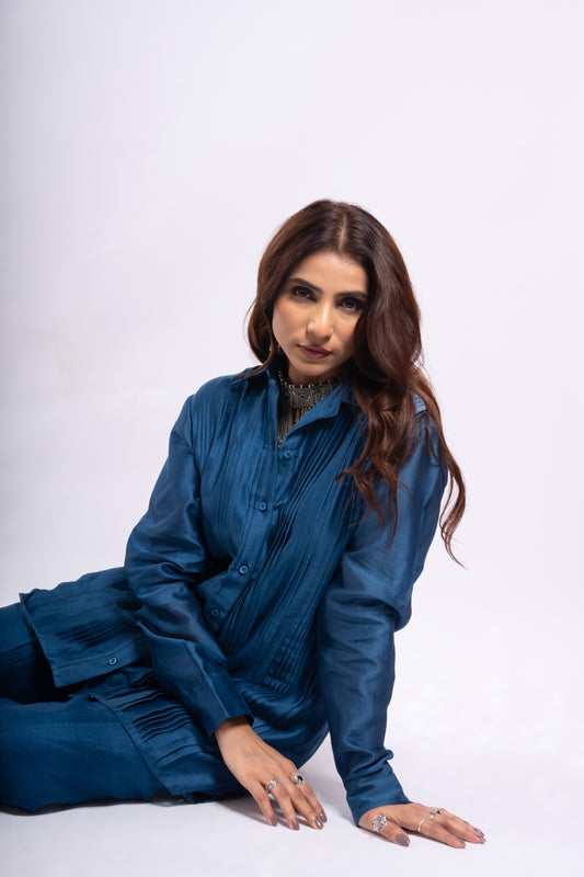 PIN-TUCK ROYAL BLUE CO-ORD SET